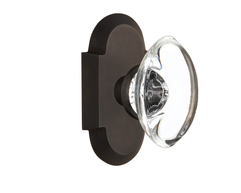 Nostalgic 713029: Cottage Backplate w/Oval Clear Glass Crystal Knob Single Dummy Door Set - Oil-Rubbed Bronze