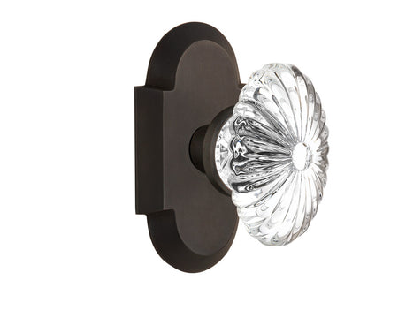 Nostalgic 713036: Cottage Backplate w/Oval Fluted Clear Glass Crystal Knob Single Dummy Door Set - Oil-Rubbed Bronze
