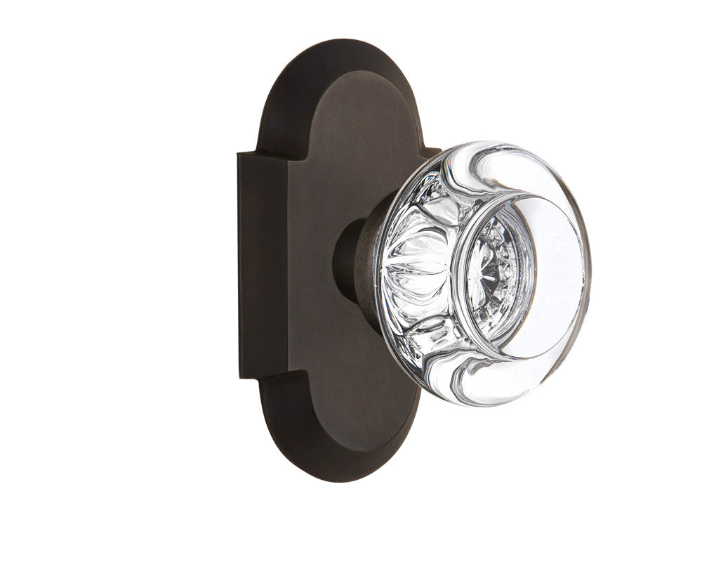 Nostalgic 713043: Cottage Backplate w/Round Clear Glass Crystal Knob Single Dummy Door Set - Oil-Rubbed Bronze