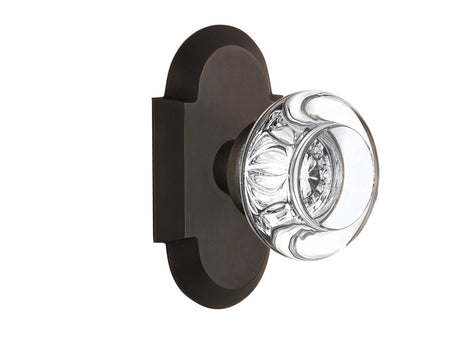 Nostalgic 713043: Cottage Backplate w/Round Clear Glass Crystal Knob Single Dummy Door Set - Oil-Rubbed Bronze