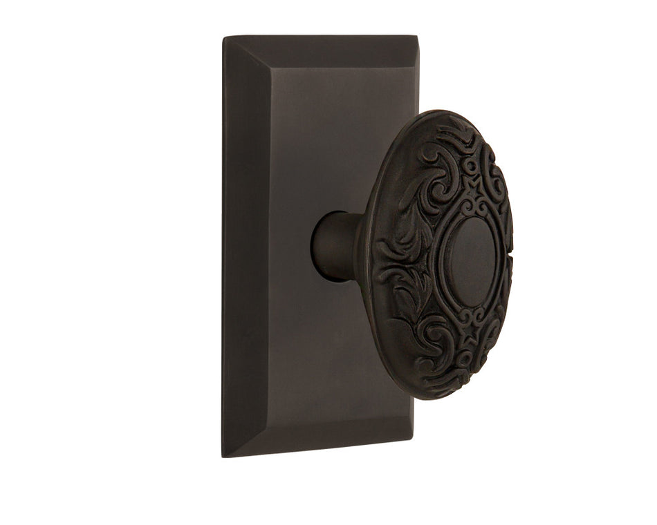 Nostalgic 713368: Studio Backplate w/Victorian Knob Privacy Door Set - Oil-Rubbed Bronze