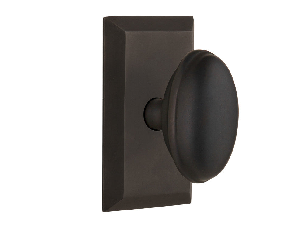 Nostalgic 713417: Studio Backplate w/Homestead Knob Single Dummy Door Set - Oil-Rubbed Bronze