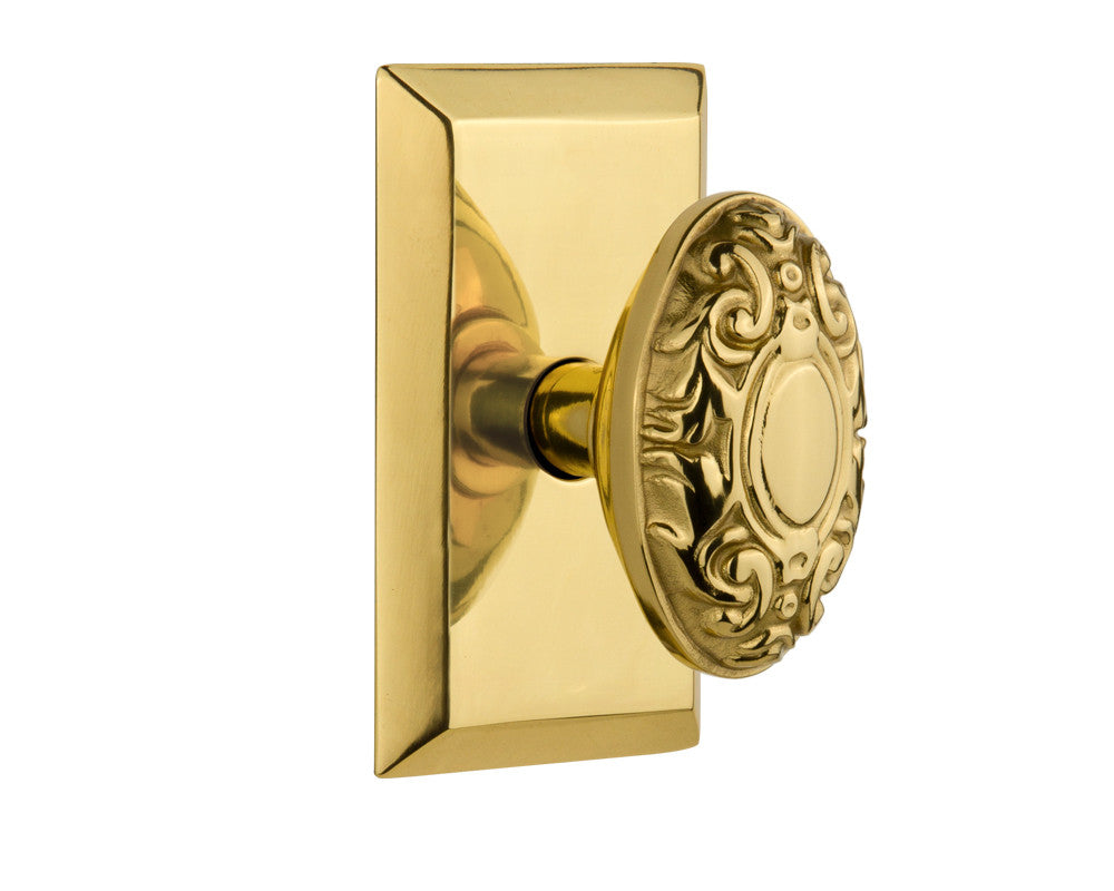 Nostalgic 713465: Studio Backplate w/Victorian Knob Single Dummy Door Set - Polished Brass