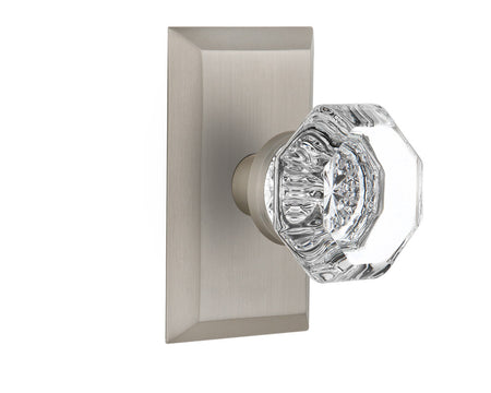 Nostalgic 713473: Studio Backplate w/Waldorf Knob Single Dummy Door Set - Satin Nickel