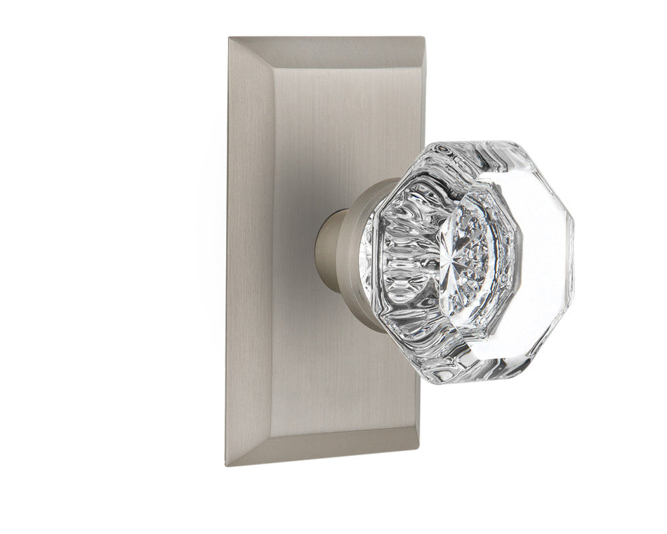 Nostalgic 713473: Studio Backplate w/Waldorf Knob Single Dummy Door Set - Satin Nickel