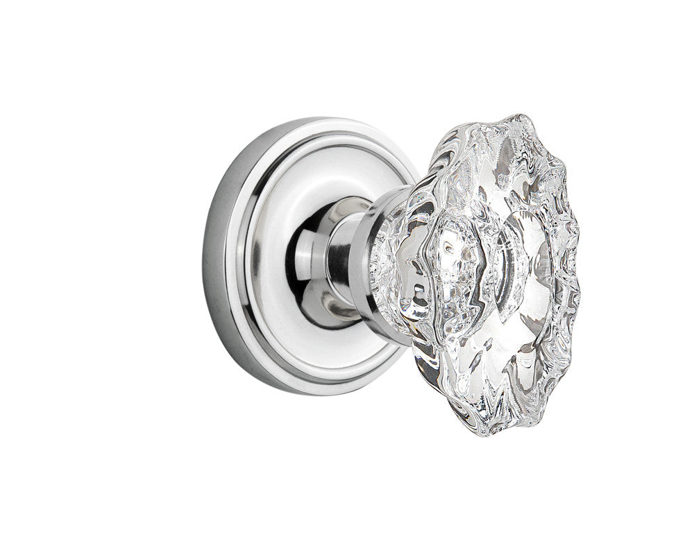 Nostalgic 713617: Classic Rosette w/Chateau Knob Passage Door Set - Bright Chrome