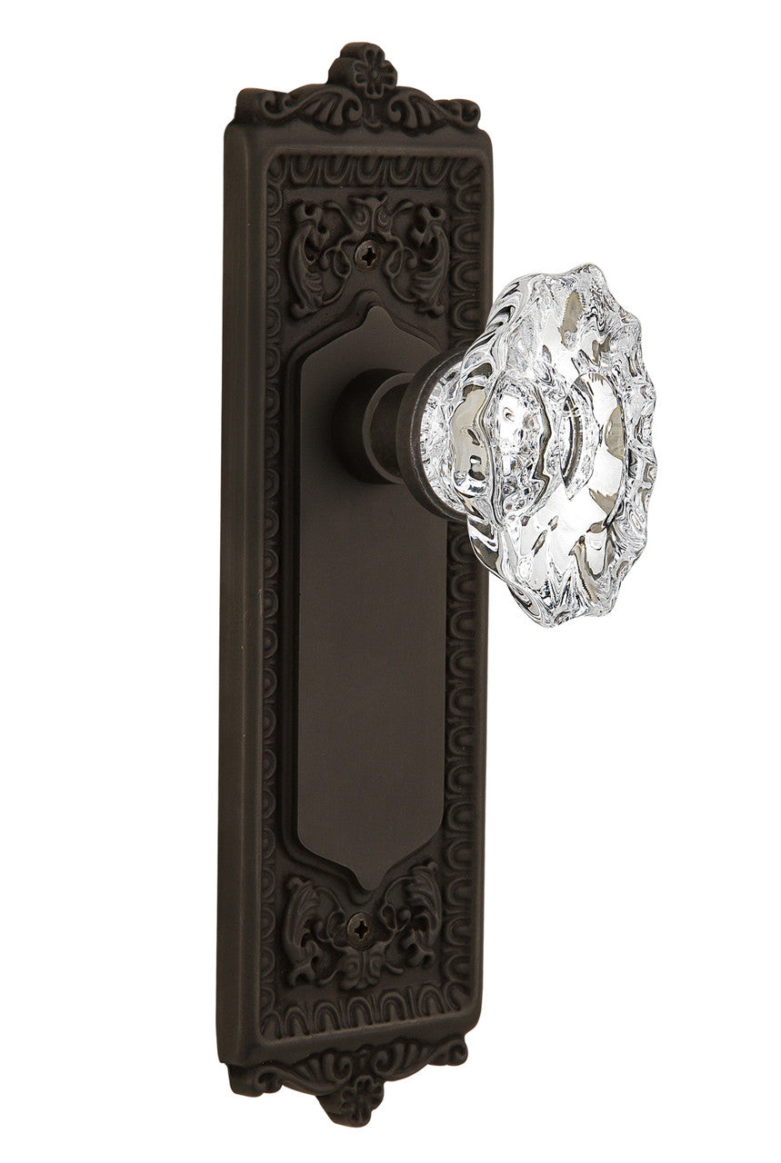 Nostalgic 713630: Egg & Dart Backplate w/Chateau Knob Passage Door Set - Oil-Rubbed Bronze