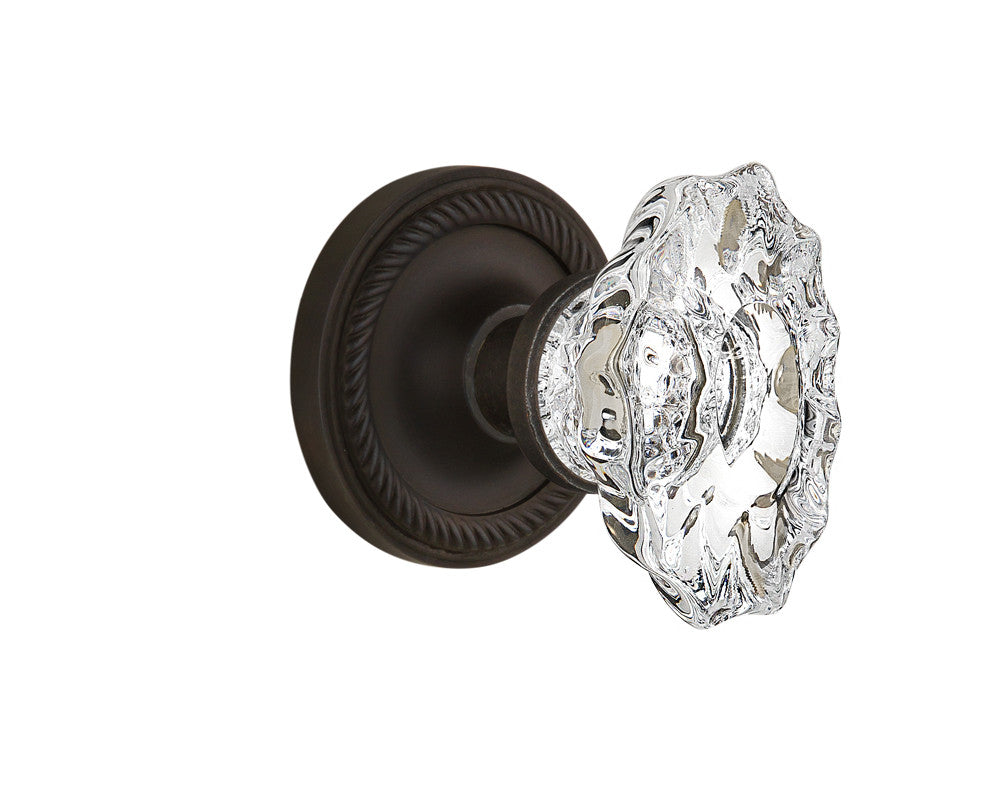 Nostalgic 713650: Rope Rosette w/Chateau Knob Passage Door Set - Oil-Rubbed Bronze