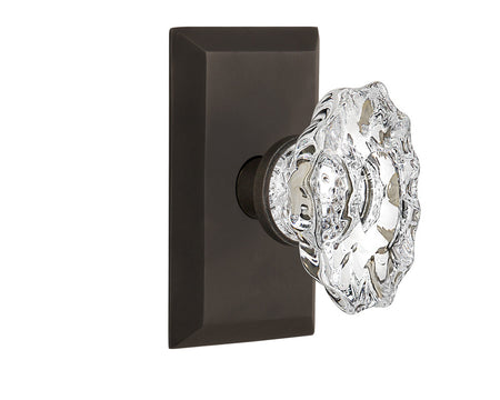 Nostalgic 713657: Studio Backplate w/Chateau Knob Passage Door Set - Oil-Rubbed Bronze