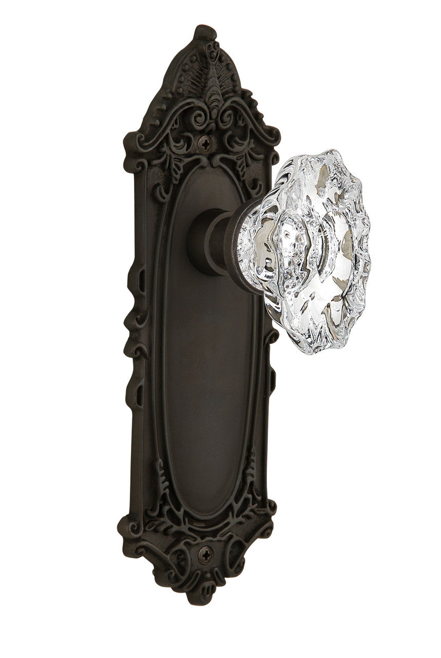 Nostalgic 713662: Victorian Backplate w/Chateau Knob Passage Door Set - Oil-Rubbed Bronze