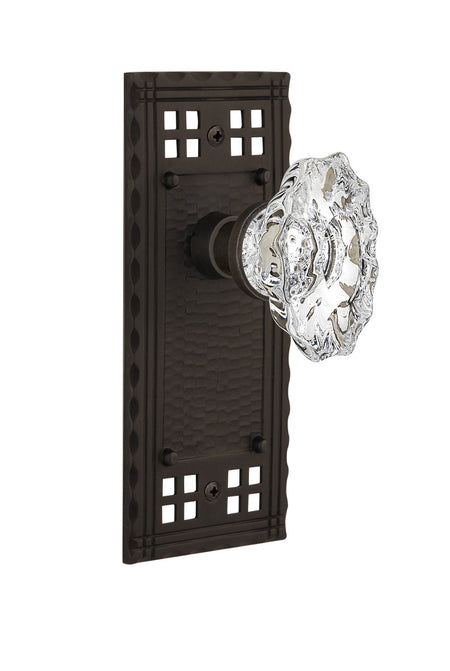 Nostalgic 713672: Craftsman Backplate w/Chateau Knob Passage Door Set - Oil-Rubbed Bronze