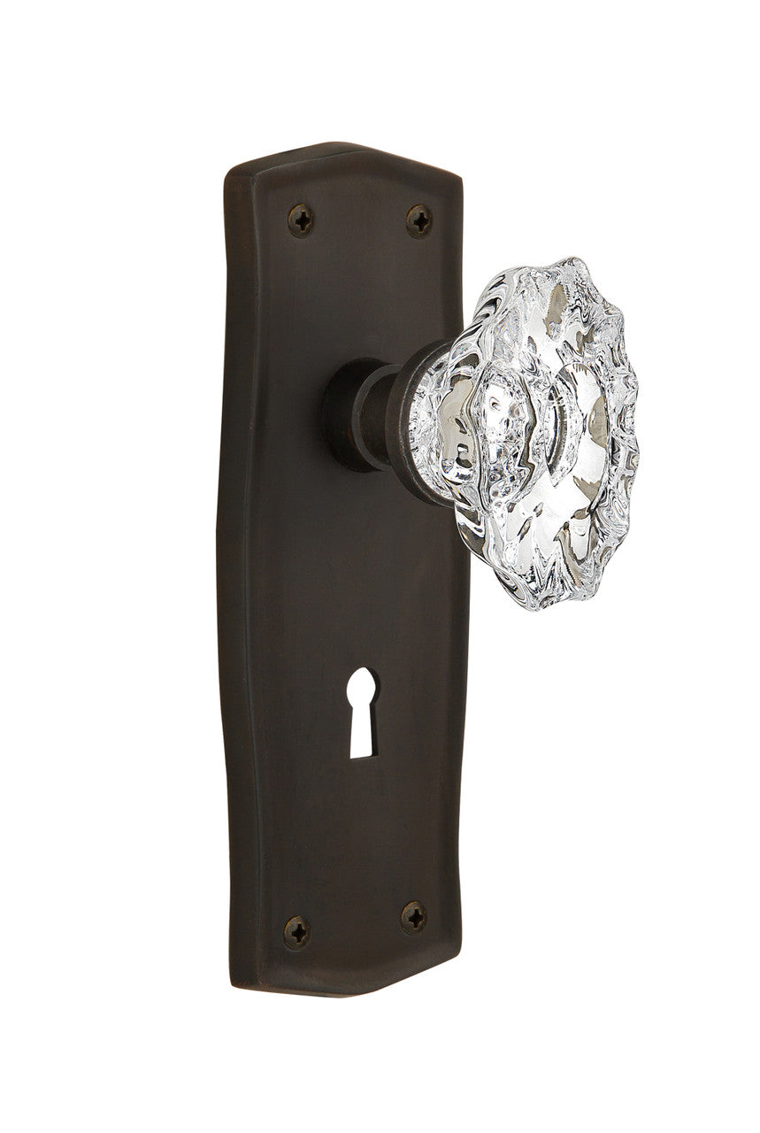 Nostalgic 713697: Prairie Backplate w/Chateau Knob Passage Door Set - Oil-Rubbed Bronze