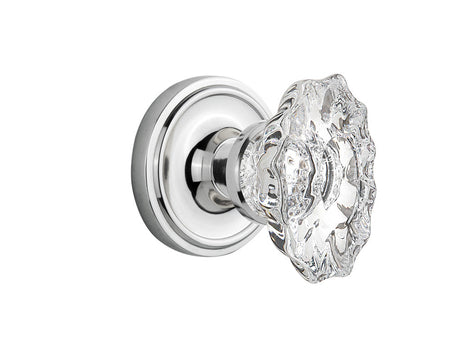 Nostalgic 713716: Classic Rosette w/Chateau Knob Single Dummy Door Set - Bright Chrome