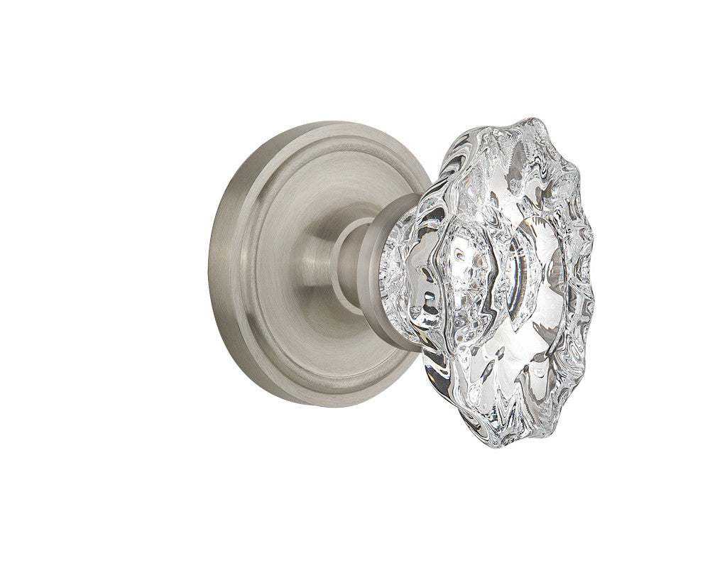 Nostalgic 713719: Classic Rosette w/Chateau Knob Single Dummy Door Set - Satin Nickel
