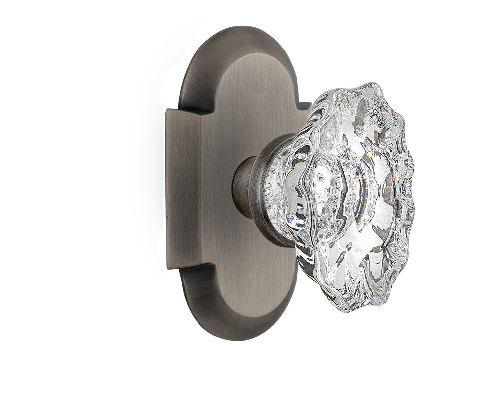 Nostalgic 713722: Cottage Backplate w/Chateau Knob Single Dummy Door Set - Antique Pewter