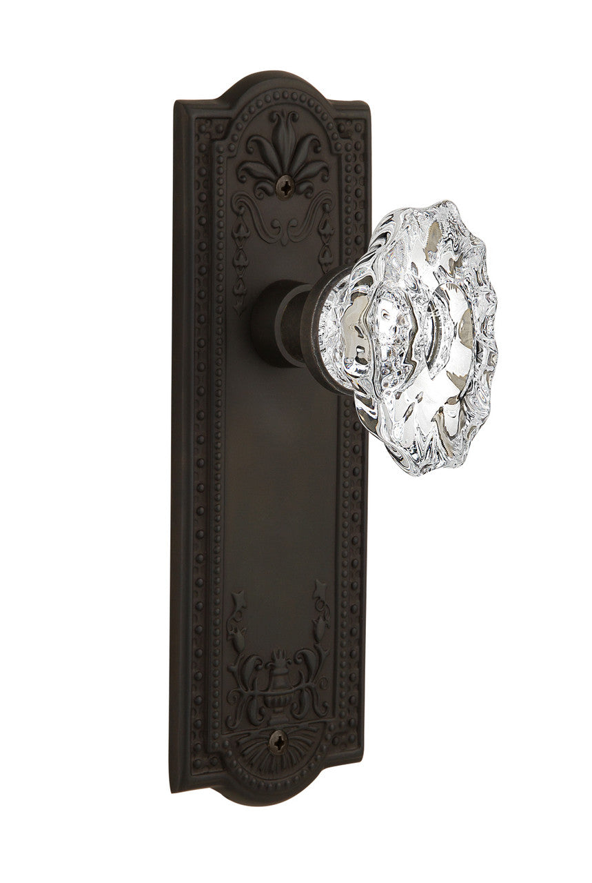 Nostalgic 713735: Meadows Backplate w/Chateau Knob Single Dummy Door Set - Oil-Rubbed Bronze
