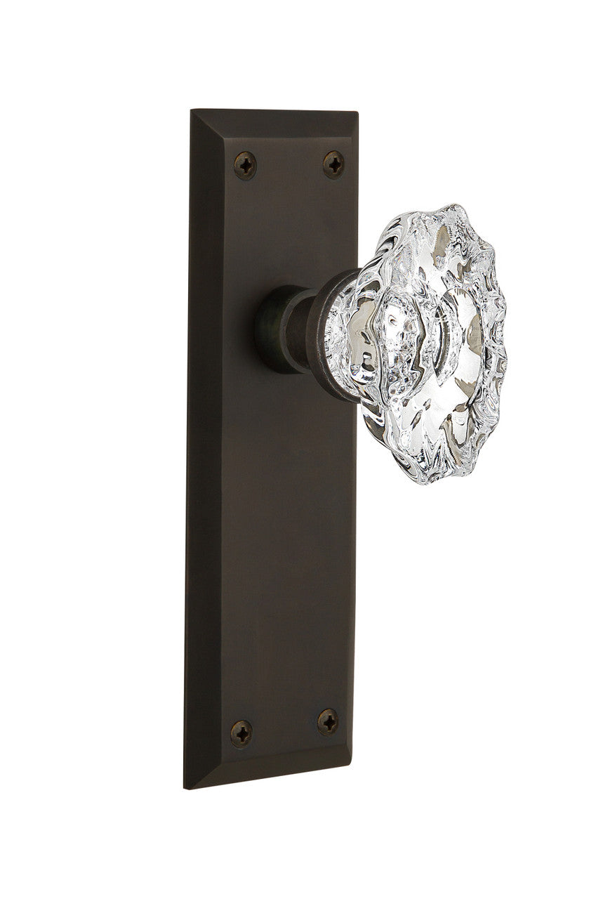 Nostalgic 713742: New York Backplate w/Chateau Knob Single Dummy Door Set - Oil-Rubbed Bronze