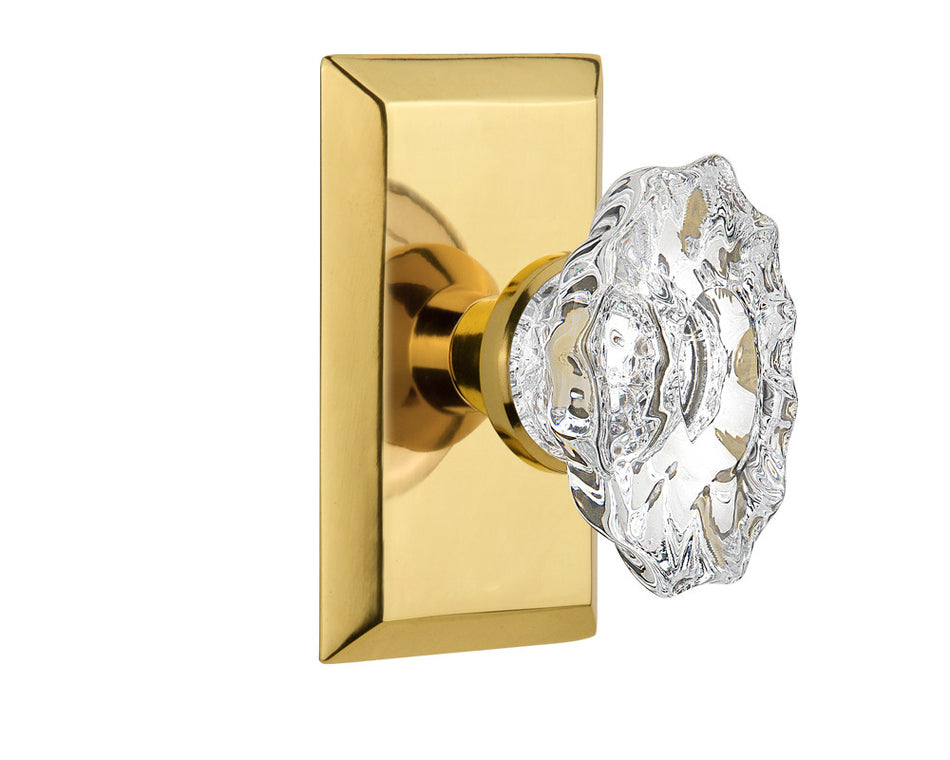 Nostalgic 713757: Studio Backplate w/Chateau Knob Single Dummy Door Set - Polished Brass