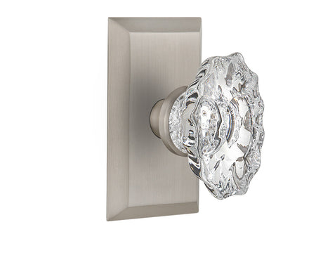 Nostalgic 713758: Studio Backplate w/Chateau Knob Single Dummy Door Set - Satin Nickel