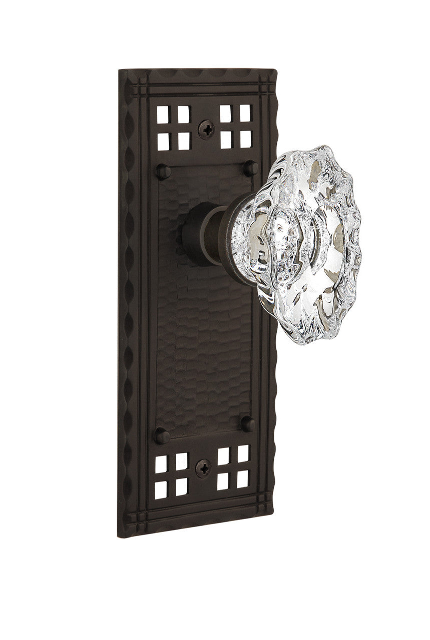 Nostalgic 713771: Craftsman Backplate w/Chateau Knob Single Dummy Door Set - Oil-Rubbed Bronze