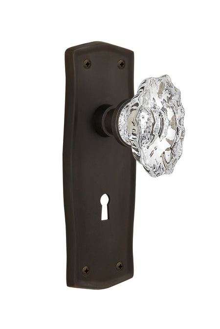 Nostalgic 713796: Prairie Backplate w/Chateau Knob Single Dummy Door Set - Oil-Rubbed Bronze