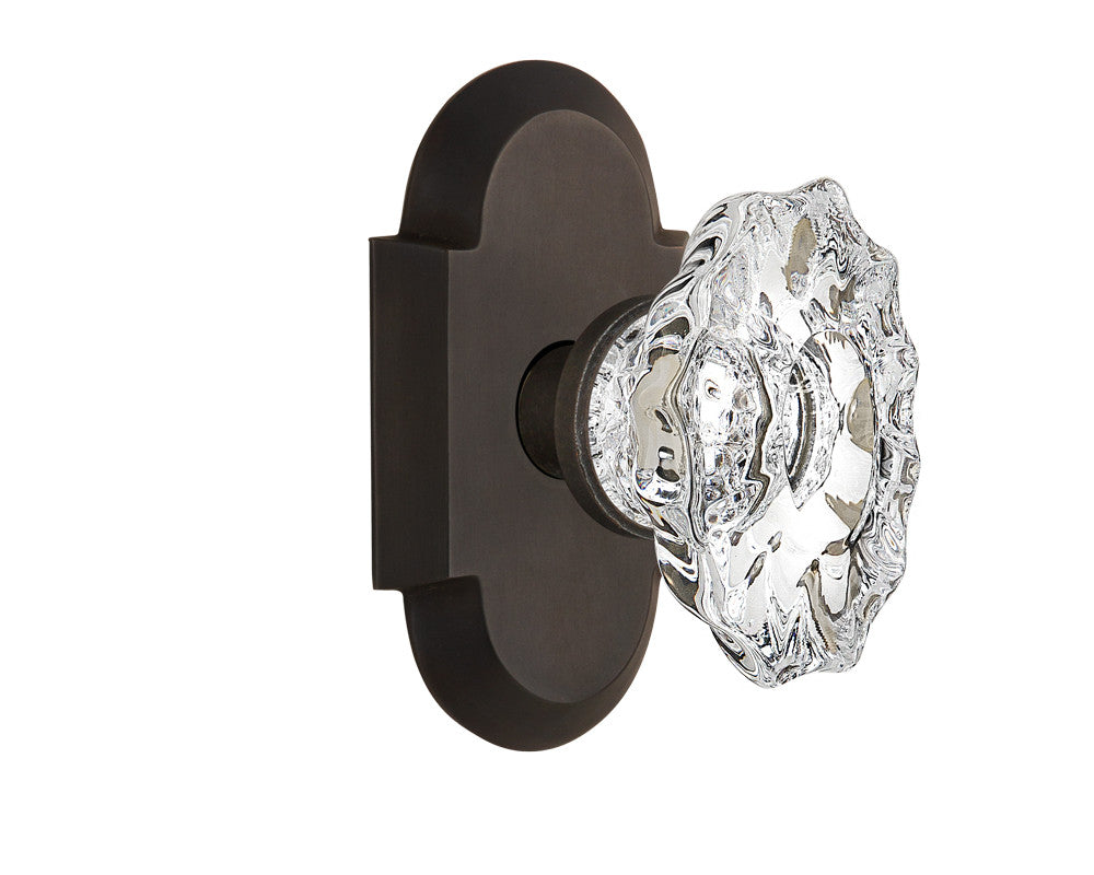 Nostalgic 713922: Cottage Backplate w/Chateau Knob Privacy Door Set - Oil-Rubbed Bronze