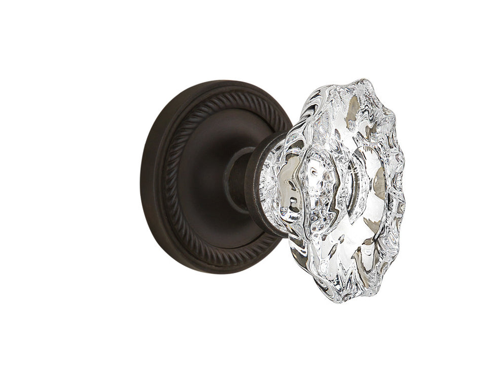 Nostalgic 713947: Rope Rosette w/Chateau Knob Privacy Door Set - Oil-Rubbed Bronze