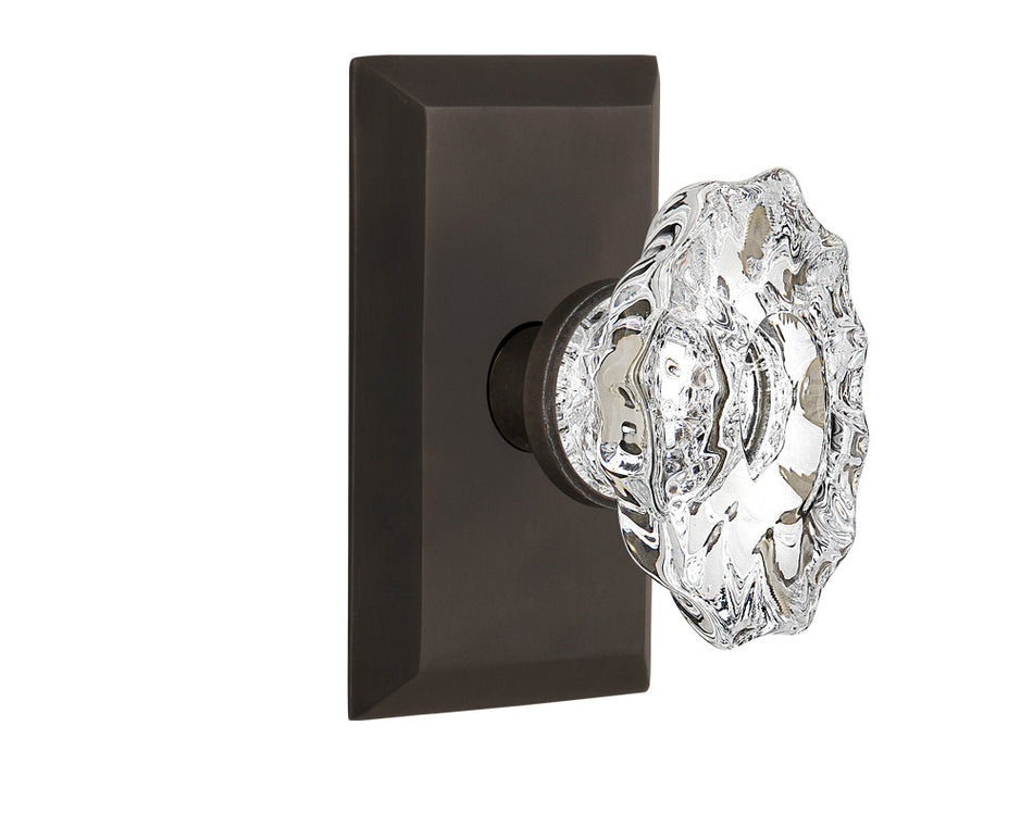 Nostalgic 713954: Studio Backplate w/Chateau Knob Privacy Door Set - Oil-Rubbed Bronze