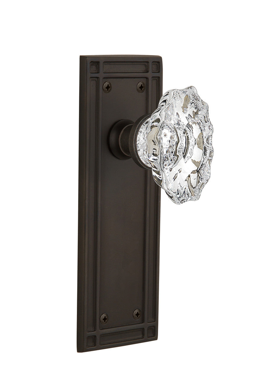 Nostalgic 713965: Mission Backplate w/Chateau Knob Privacy Door Set - Oil-Rubbed Bronze