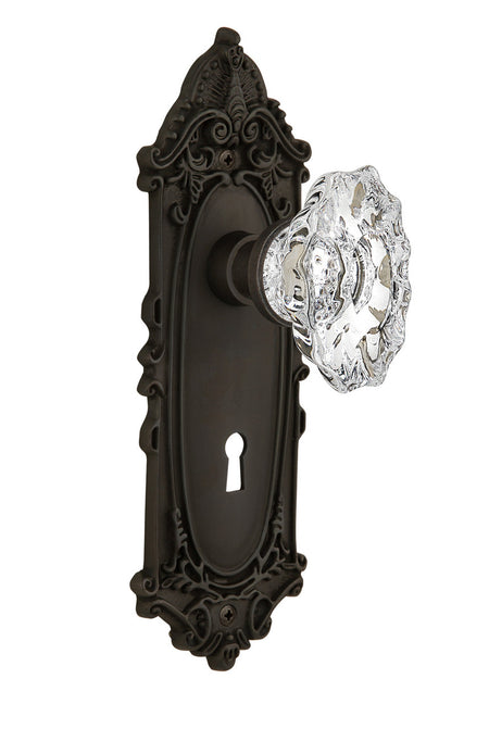 Nostalgic 713999: Victorian Backplate w/Chateau Knob Privacy Door Set - Oil-Rubbed Bronze