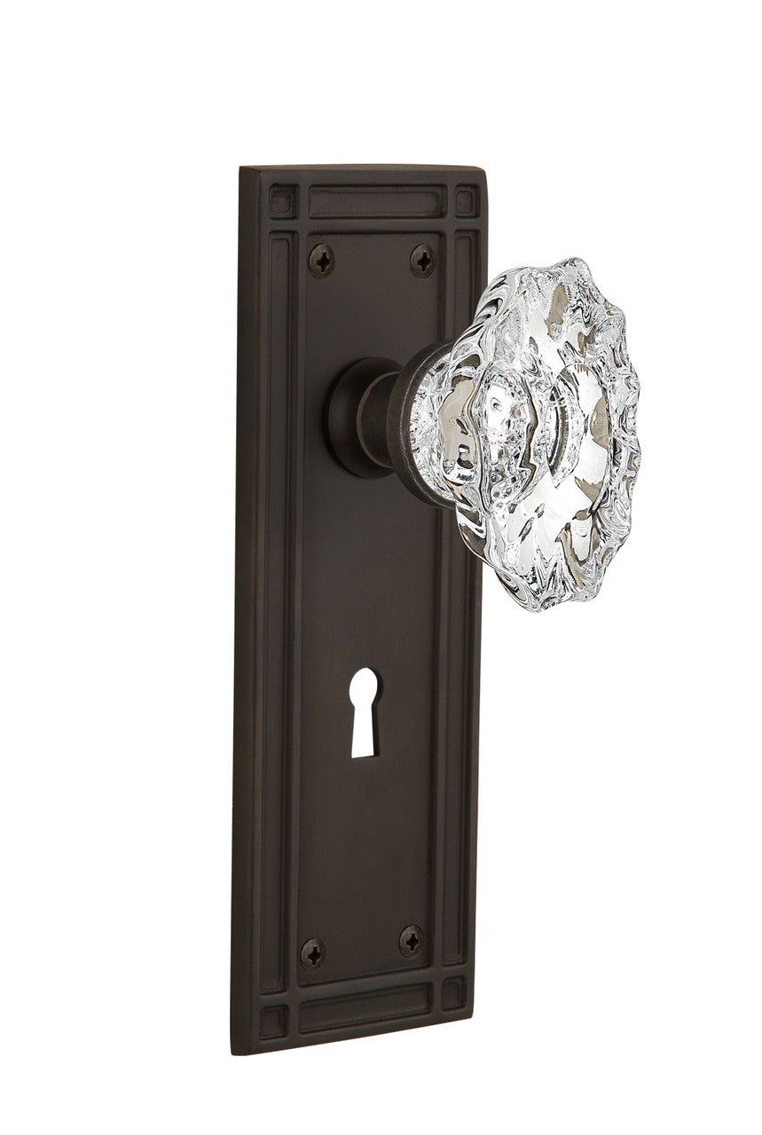 Nostalgic 714005: Mission Backplate w/Chateau Knob Privacy Door Set - Oil-Rubbed Bronze