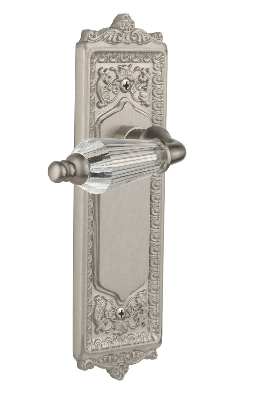 Nostalgic 714082: Egg & Dart Backplate w/Parlour Lever Passage Door Set - Satin Nickel