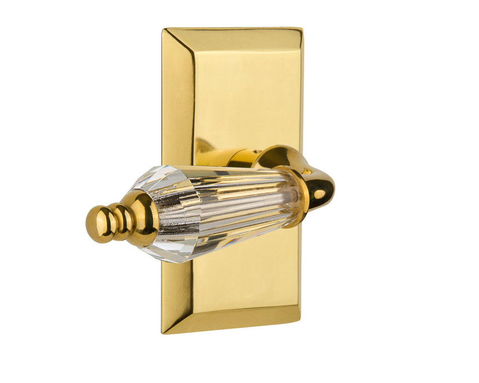 Nostalgic 714108: Studio Backplate w/Parlour Lever Passage Door Set - Polished Brass