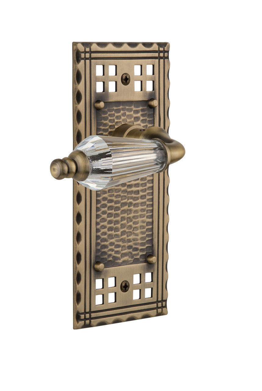 Nostalgic 714120: Craftsman Backplate w/Parlour Lever Passage Door Set - Antique Brass