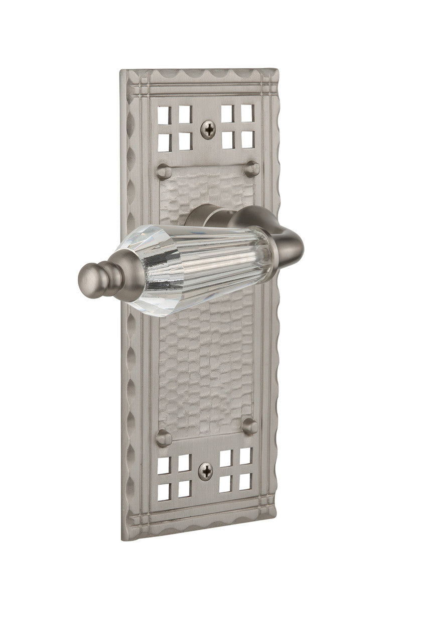 Nostalgic 714123: Craftsman Backplate w/Parlour Lever Passage Door Set - Satin Nickel