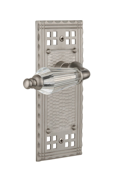 Nostalgic 714123: Craftsman Backplate w/Parlour Lever Passage Door Set - Satin Nickel