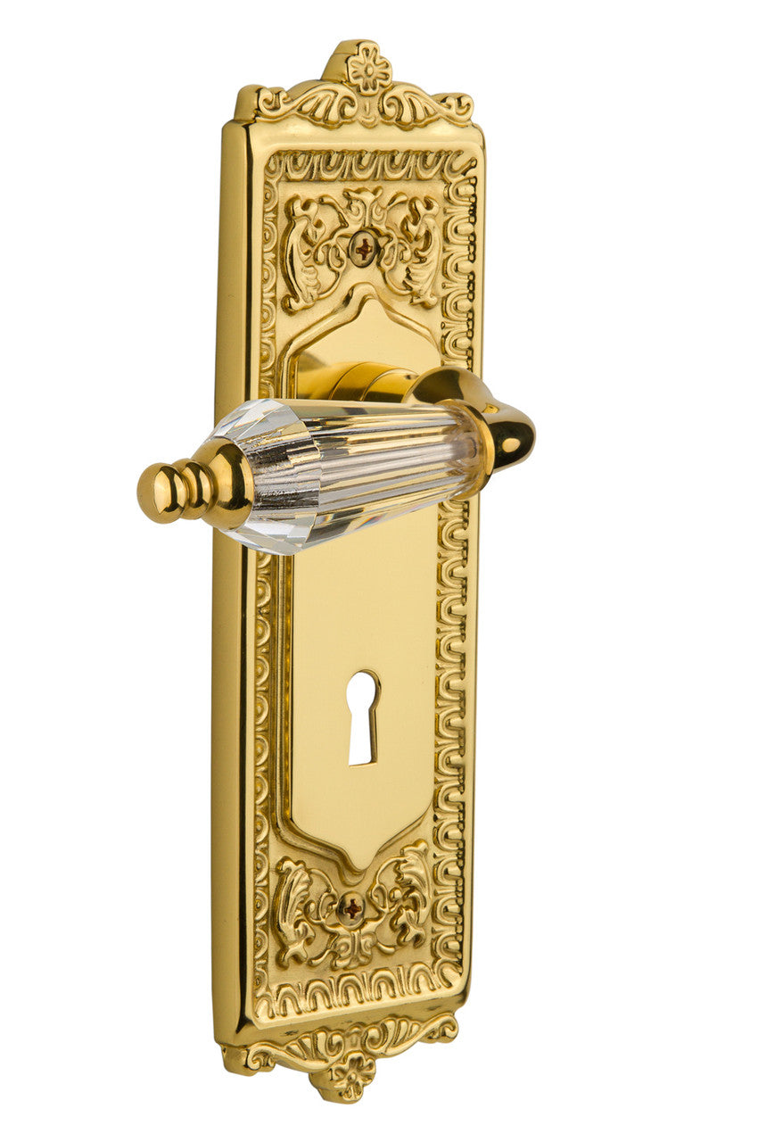 Nostalgic 714131: Egg & Dart Backplate w/Parlour Lever Passage Door Set - Unlacquered Brass