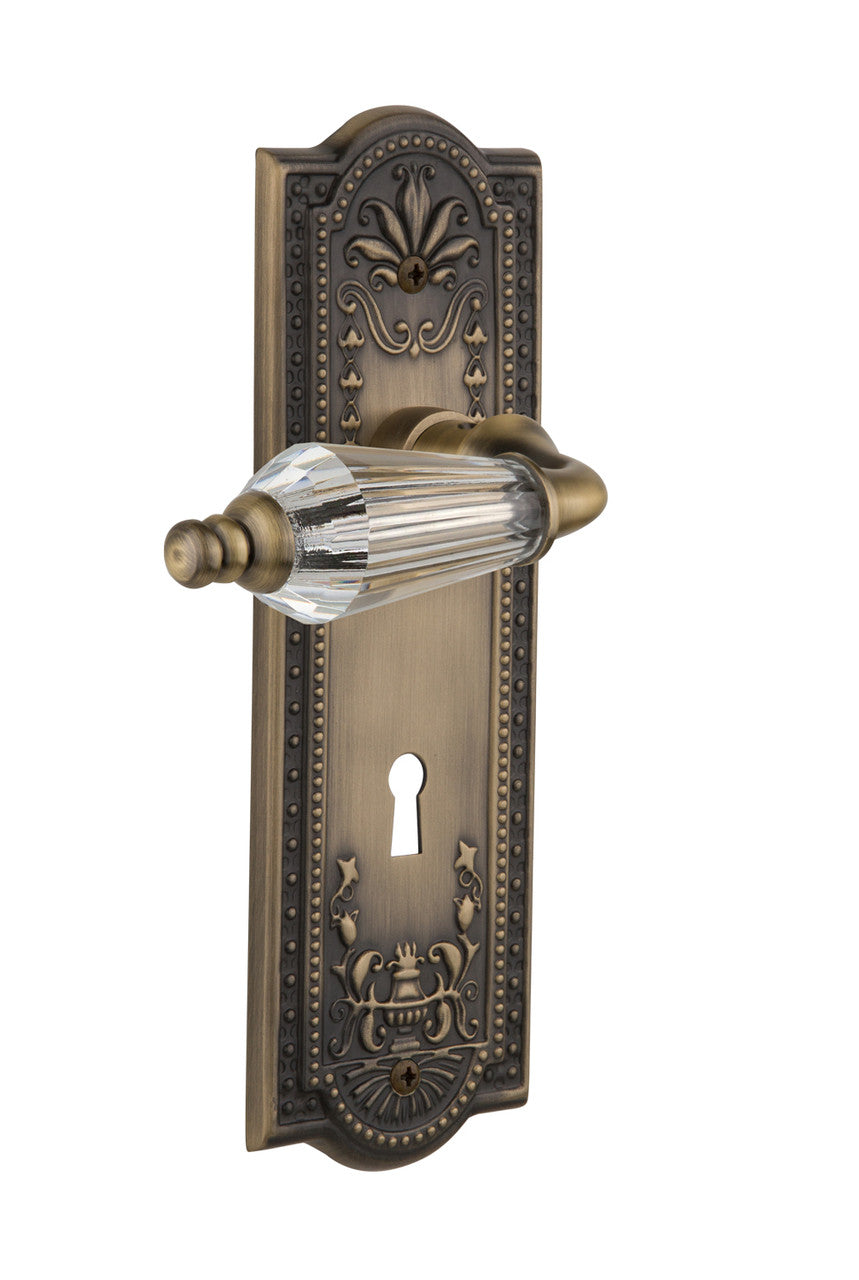 Nostalgic 714132: Meadows Backplate w/Parlour Lever Passage Door Set - Antique Brass