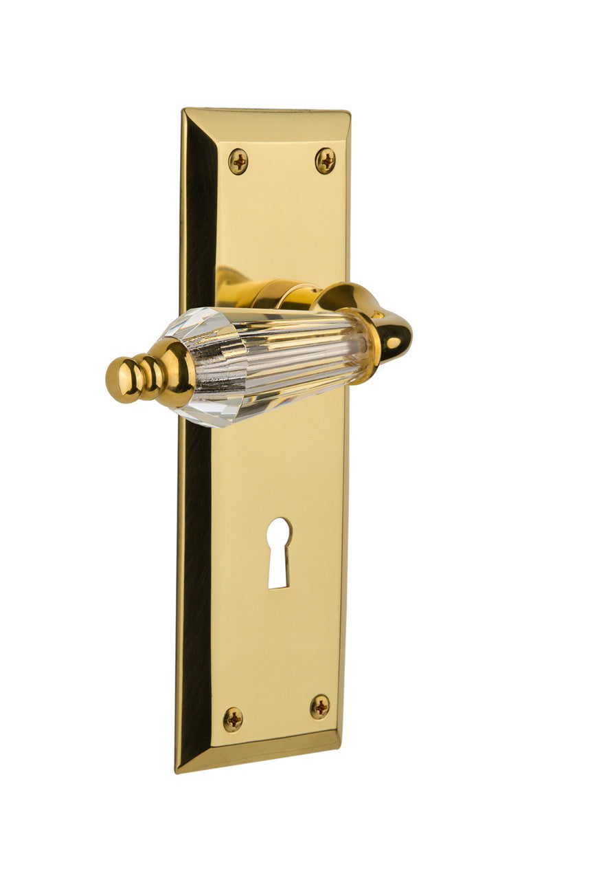 Nostalgic 714144: New York Backplate w/Parlour Lever Passage Door Set - Unlacquered Brass