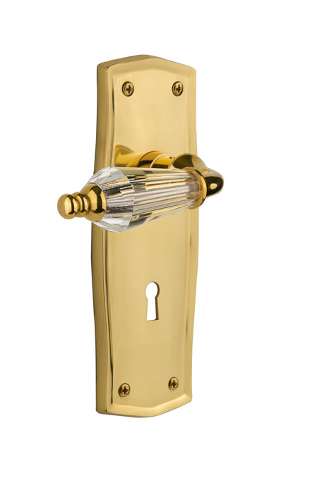 Nostalgic 714148: Prairie Backplate w/Parlour Lever Passage Door Set - Polished Brass
