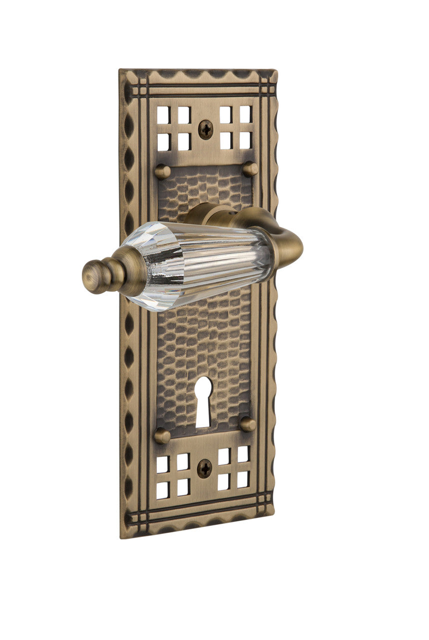 Nostalgic 714259: Craftsman Backplate w/Parlour Lever Single Dummy Door Set - Antique Brass