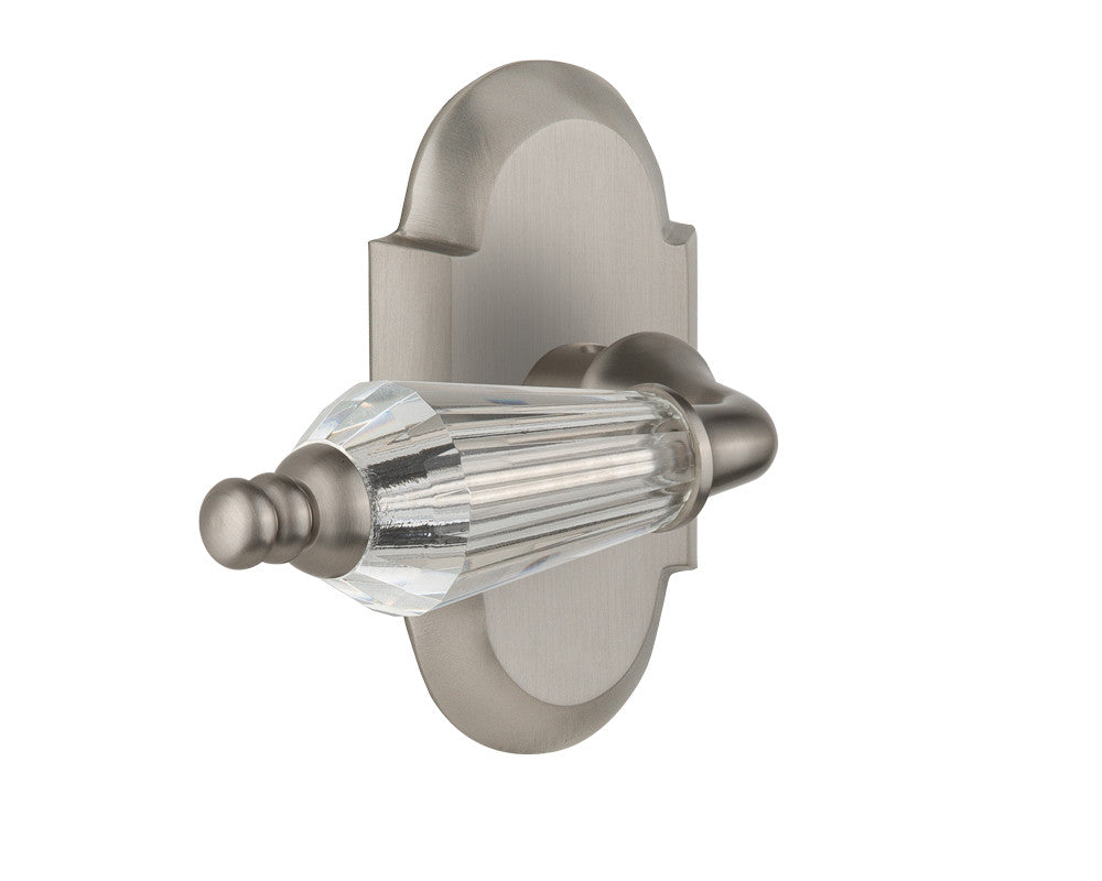 Nostalgic 714374: Cottage Backplate w/Parlour Lever Privacy Door Set - Satin Nickel