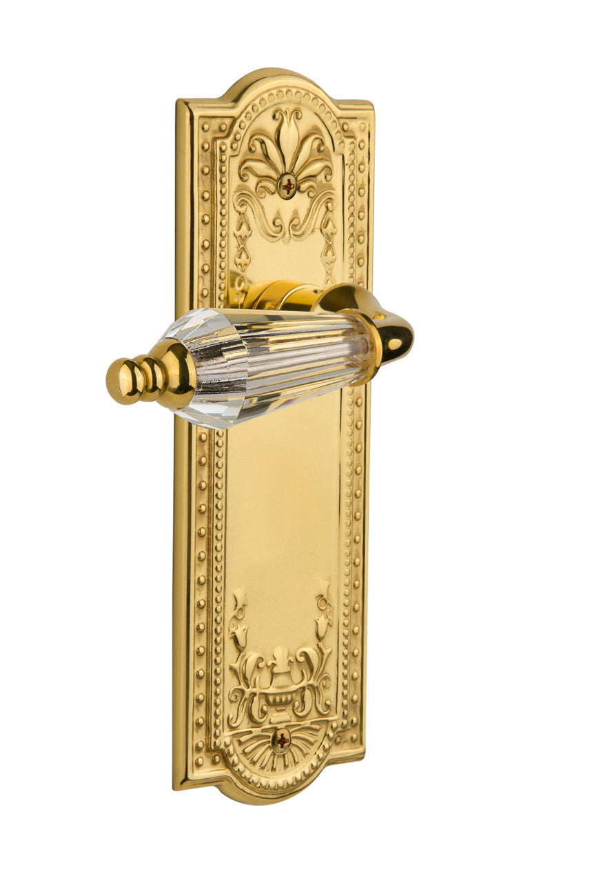 Nostalgic 714384: Meadows Backplate w/Parlour Lever Privacy Door Set - Polished Brass