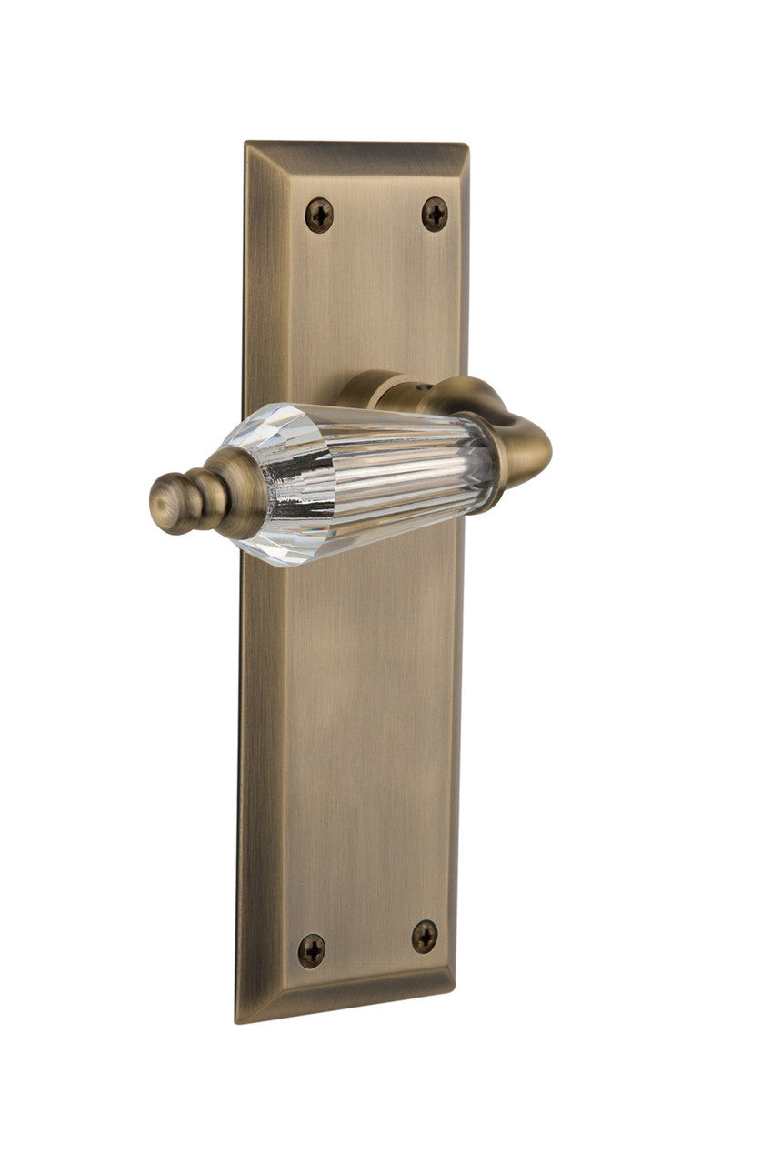 Nostalgic 714387: New York Backplate w/Parlour Lever Privacy Door Set - Antique Brass