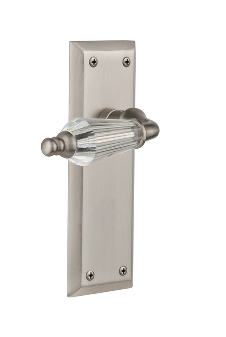 Nostalgic 714392: New York Backplate w/Parlour Lever Privacy Door Set - Satin Nickel