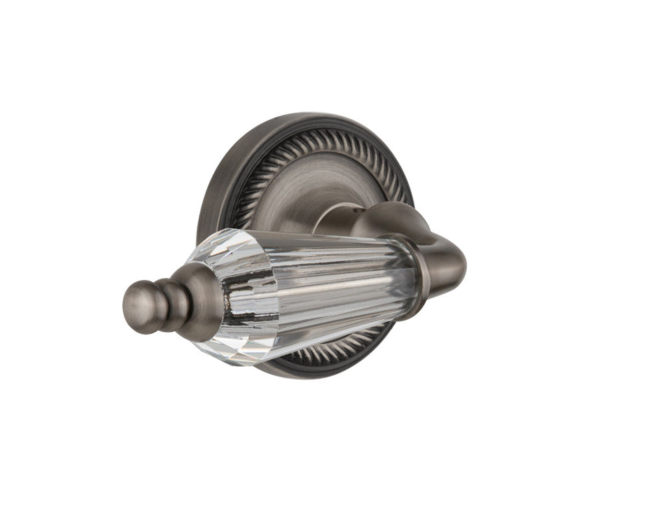 Nostalgic 714395: Rope Rosette w/Parlour Lever Privacy Door Set - Antique Pewter