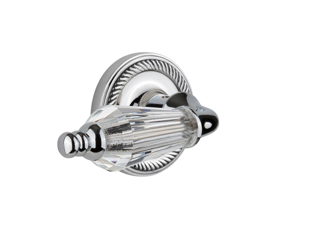 Nostalgic 714396: Rope Rosette w/Parlour Lever Privacy Door Set - Bright Chrome