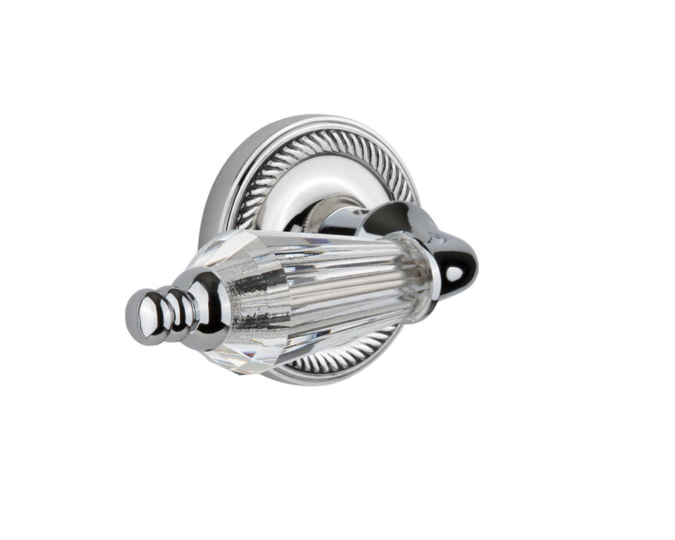 Nostalgic 714396: Rope Rosette w/Parlour Lever Privacy Door Set - Bright Chrome