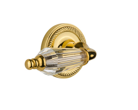 Nostalgic 714400: Rope Rosette w/Parlour Lever Privacy Door Set - Unlacquered Brass