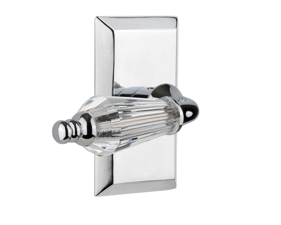 Nostalgic 714403: Studio Backplate w/Parlour Lever Privacy Door Set - Bright Chrome